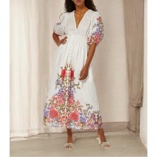 Zimmermann Poppy Floral Linen Long Midi Dress