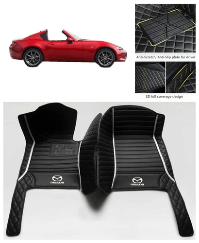 Für Mazda MX5 Miata Auto Fußmatten Leder Maßgefertigt Vordere Reihe Teppiche Kofferraumwanne - Bild 3 von 28