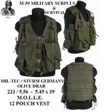 Mil-Tec / Sturm Germany 223/5.56 - 5.45 x 39 MOLLE vest with (12) MOLLE pouches 