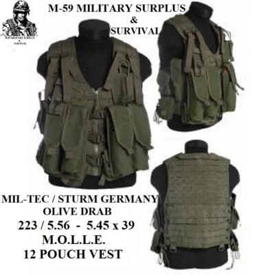 Mil-Tec / Sturm Germany 223/5.56 - 5.45 x 39 MOLLE vest with (12) MOLLE pouches