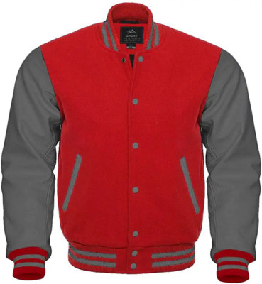 Unisex Leather Varsity Jacket Letterman Baseball Basketball Sports College Wool