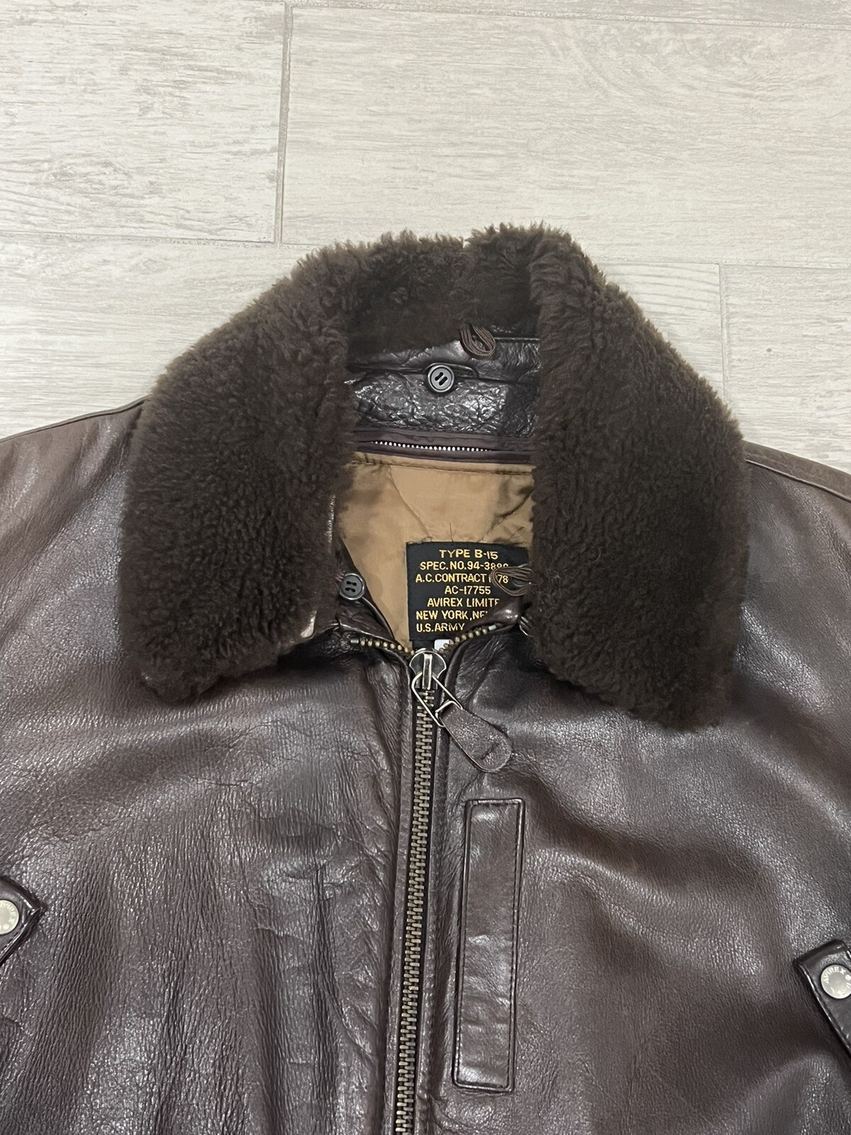 Blouson Avirex Style B-15 En Cuir Noir - Taille XL - Occasion Très Bon état - Veste Bomber Vintage