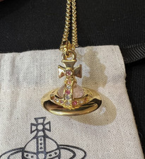 Brand Tiny Orb Gold Pink Necklace with Packaging Box