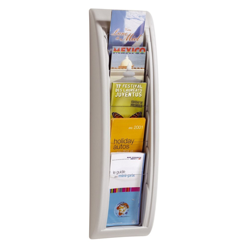 Paperflow Wall-Mounted Brochure Holder 18x65x9,5 cm 5XDIN A6 Grey