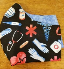 Reversible Adult Healthcare mask w/ nose wire, elastic, filter pocket