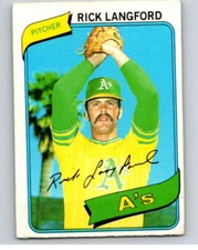 1980 O-Pee-Chee #284 Rick Langford  Oakland Athletics V79692