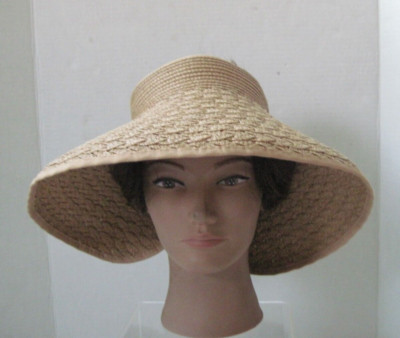 MAGID Summer Beach Hat Women's Open Top Visor  Straw Hat with Wide Brim New