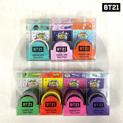 BTS BT21 Official Authentic Goods Masking Tape 15mm 25mm Character+Group