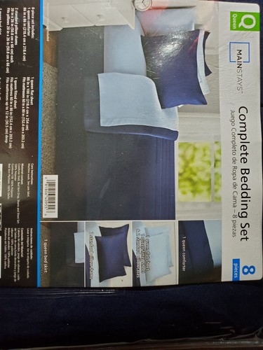 MAINSTAYS 8 PIECE SOLID BED-IN-A-BAG BEDDING COMFORTER SET, QUEEN, BLUE. - Picture 4 of 4