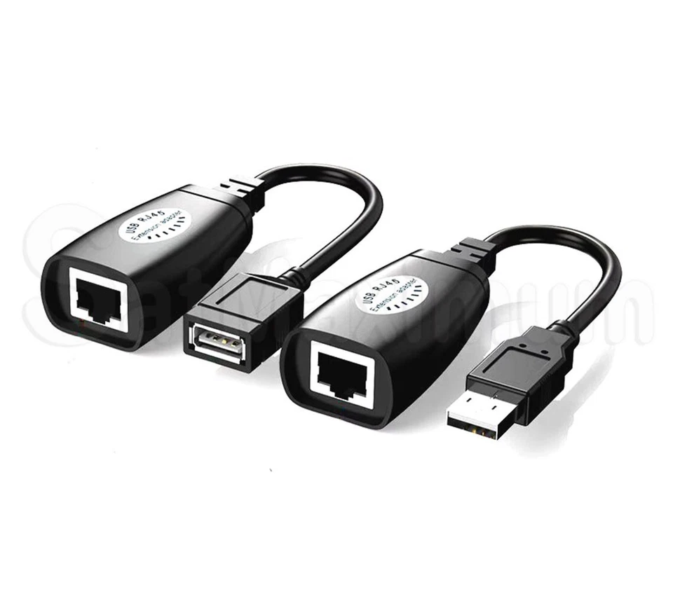 Adaptador de extensión USB a RJ45 Adaptador de red extensor Ethernet Cat5/Cat5e/Cat6 Foto 2 de 4