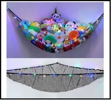 Stuffed Animal Net Or Hammock With LED Light Hanging Toy Net Hammock For Stuff