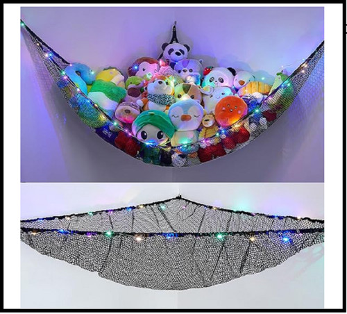 Stuffed Animal Net Or Hammock With LED Light Hanging Toy Net Hammock For Stuff