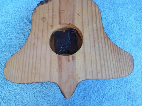Vintage Wood Slab Wall Clock Rustic Lacquered Tree Slab LIBERTY BELL 12” TALL - Picture 7 of 8