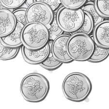 Silver Wax Seal Sticker - 30 Pcs Rose Wax Seal Stickers Wedding Invitation Flowe