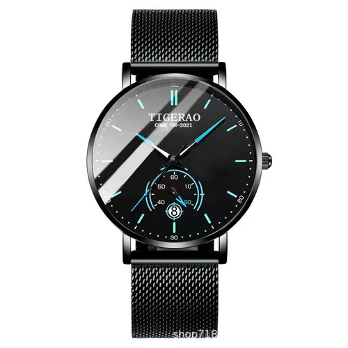 Orologio luminoso uomo acciaio inox quarzo classico business orologio da polso impermeabile - Foto 10 di 22