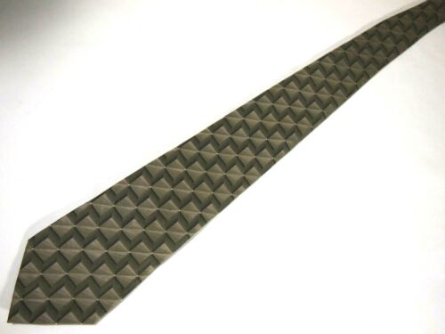 Croft & Barrow Mens Necktie Tie Olive Green Geometric 59" Career - Picture 2 of 4