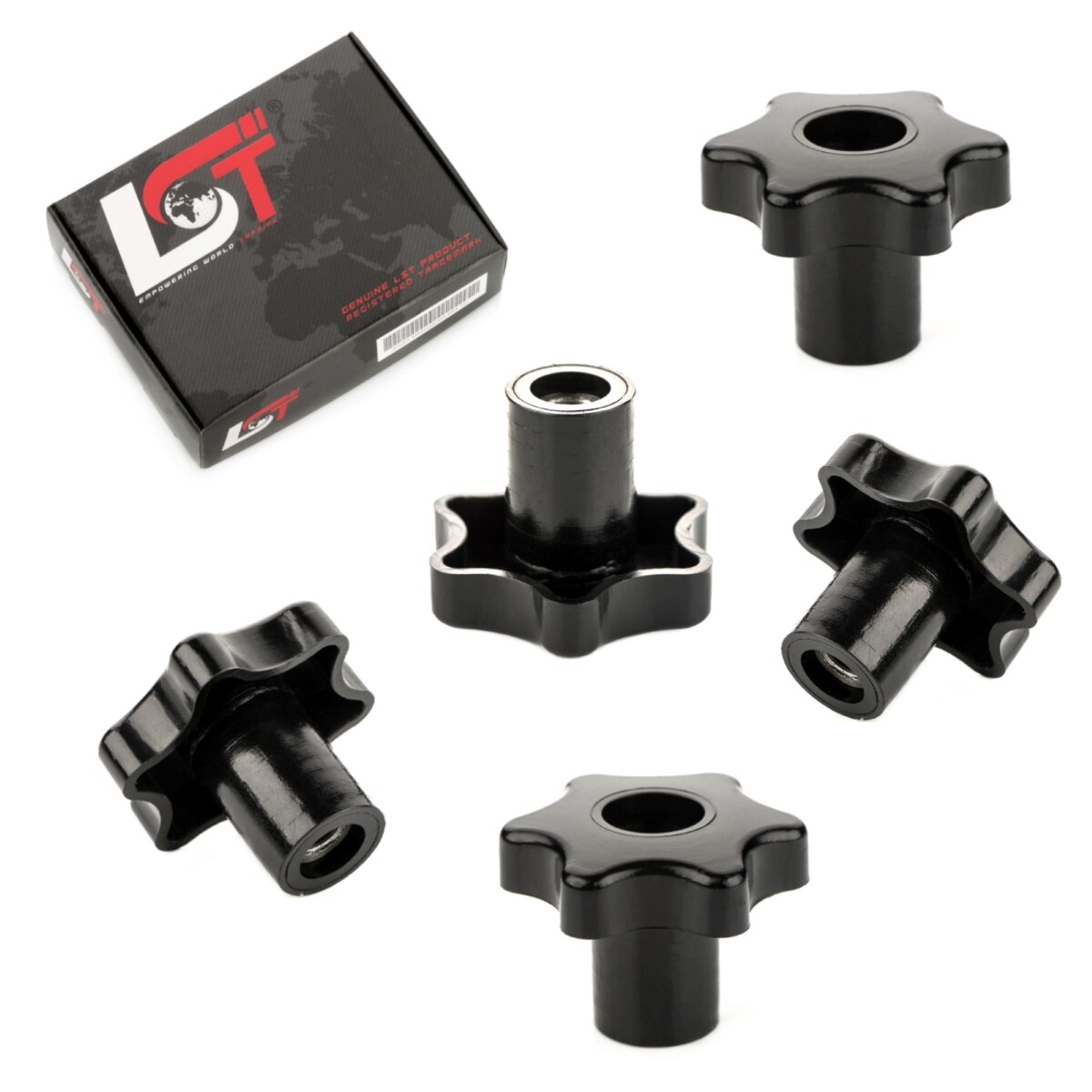 5x Star Knob with Through Hole Threaded Nut M8 Ø 40 mm