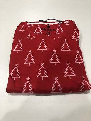 Threadbare Christmas Tree Pajama Set In Red And Black Large