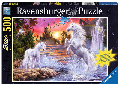 500 Teile Ravensburger Puzzle Star Line leuchtet Einhörner am Fluss 14873