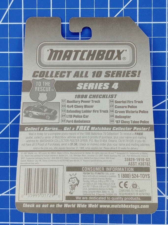 Matchbox #29 Helicopter Fire Dept White/Red 1:110 To The Rescue Series 1998 New - Image 3 of 3