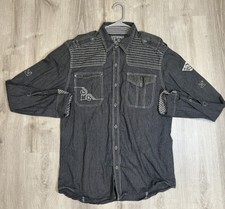 Affliction Black Premium Casual Button Up Shirt Blue Mens Size XL