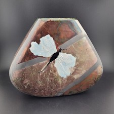 Raku Pottery Butterfly Vase Hand Made Bud Flo...