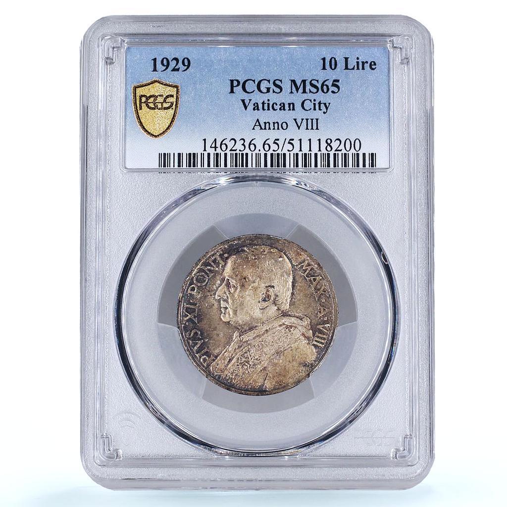 ItalyVatican10lirePopePiusXIMadonnaJesusBabyMS65PCGSsilvercoin1929