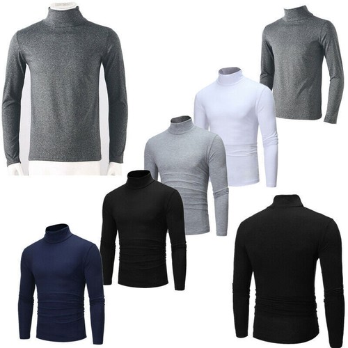 Herren Warm Langarm Thermo Tops Stehkragen Unterhemd Basisschicht Shirt Pullover