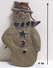 Retired*Rowe Pottery*Salt Glazed*Snowman*Ornament