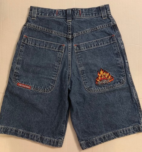 JNCO Jeans Denim Jean Shorts Youth Size 12 Embroidered Big Pockets Fast Ship