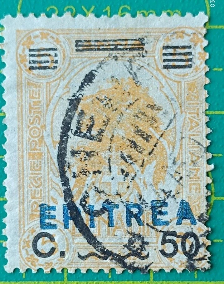 Italy stamp 1922,ERROR-ERITREA-DOUBLE,Scott 63a.,50c surch,used,CV 1600 usd - Image 3 of 4