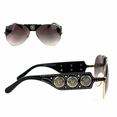 Montana West Black Sunglasses Rhinestones Silver Concho  display picture 3