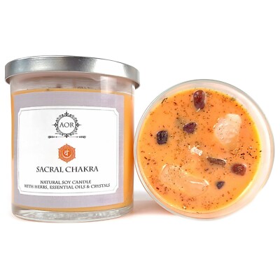 Sacral Chakra Soy Candle w/ Crystals & Herbs Yoga Magick Creativity ...
