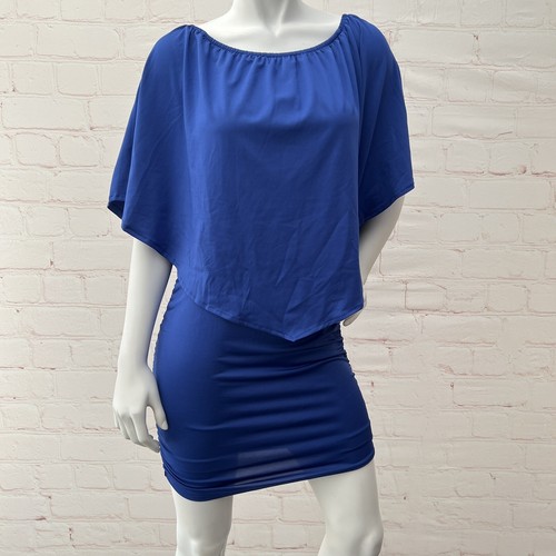 Yincro Women Off The Shoulder Ruffle Bodycon Club Party Mini Blue Dress S - Picture 7 of 13