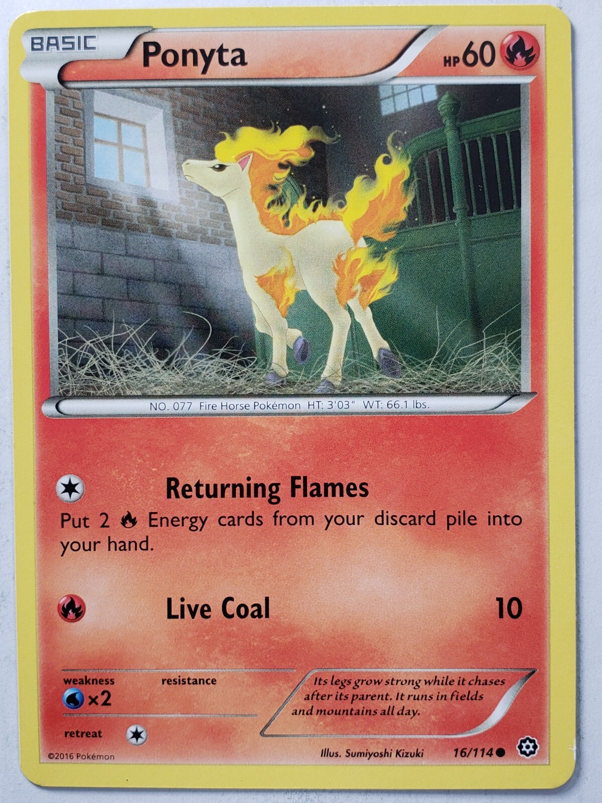 Ponyta 16/114 - VLP / NM - XY Steam Siege Pokemon Card -Sumiyoshi Kizuki Art