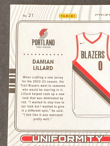 DAMIAN LILLARD 2022-23 CONTENDERS OPTIC UNIFORMITY - Picture 7 of 10