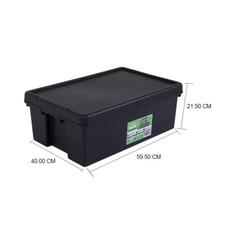 Heavy Duty Recycled Plastic Commercial Containers BLACK Storage Box with Lids
