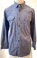 CARHARTT Shirt Men's XL Blue Cotton Long Sleeve Button Down Relaxed Fit Logo