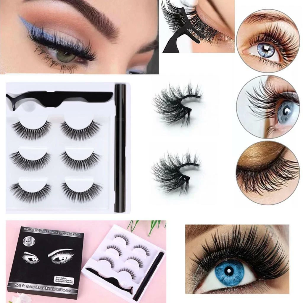 Magnetic Eyelashes Eyeliner Kit Long Thick Natural Fake False Eye