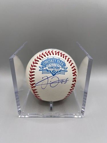 Frank Thomas signiert 1991 Comiskey Inaugural Baseball Beckett mit Würfel L1