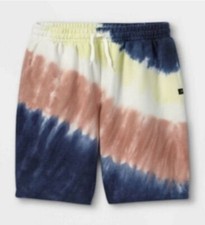 Cat  Jack Tie Dye Girls blue white brown drawstring fleece Shorts Youth Sz 8/10