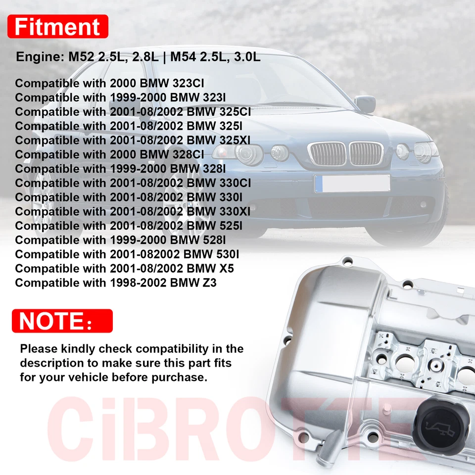 Cubierta de válvula de aluminio de rendimiento mejorado para 98-02 BMW E39 E46 325i 328i 330i👍 Foto 3 de 4