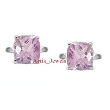 Natürlicher Amethyst Edelstein mit 14K Weiss Gold versilbert