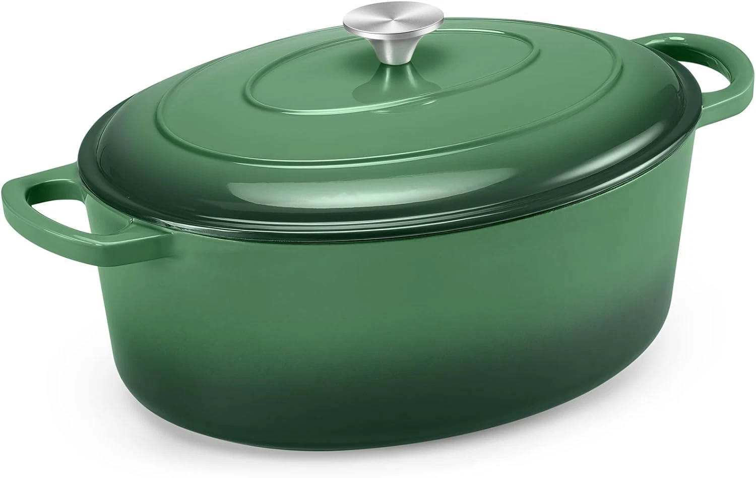 7QT Enameled Cast Iron Dutch Oven, Non-Stick, Basil Green, Versatile Cooking Pot