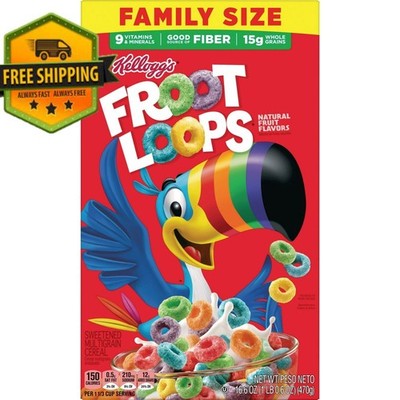 Kellogg s Froot Loops Cereal Family Size 16.6 oz Breakfast Whole Grain