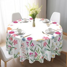 Round Tablecloths 70 inch, Summer Flower Table Cloth Cover, Waterproof and Wr...