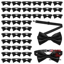 40 Pcs Bow Tie for Men Bulk Pre-Tied black bow tie Adjustable Clip On Bows