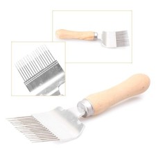Stainless Steel Beekeeping Honeycomb Uncapping Fork Needles Tine Wooden # po