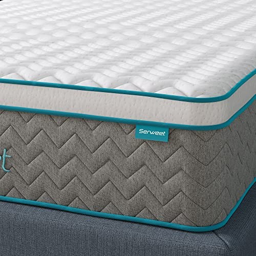 Serweet 8 Inch Bamboo Charcoal Memory Foam Mattress STB08T - White/Gray