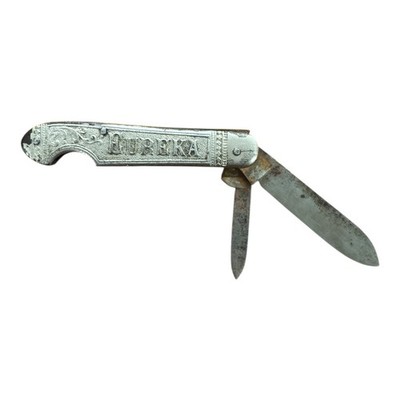 Antique Vintage EUREKA Folding Pocket Knife 2-Blade Pen Knife German Import 